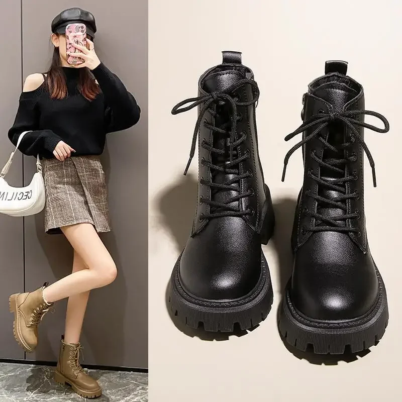 

Спортивные ботинки Dr. Worker, женские ботинки, новинка 2023, осенне-зимние ботильоны для девочек, увеличивающие рост в британском стиле Ins