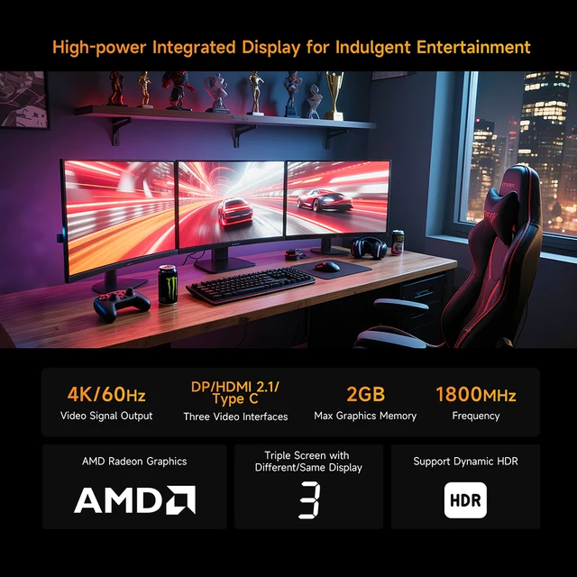 BMAX B7A Pro Mini Pc AMD Ryzen 5 7430U Processore AMD Radeon Grafica 16 GB di RAM 512 GB SSD Windows 11 USB HDMI Tipo-C mini pc 4