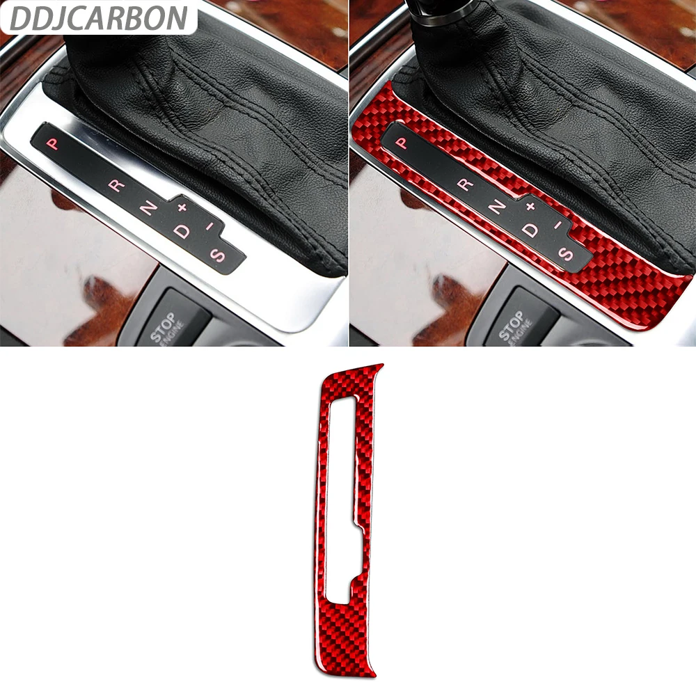 Red Carbon Fiber Gear Panel Trim Strips Car Interior Decoration Sticker