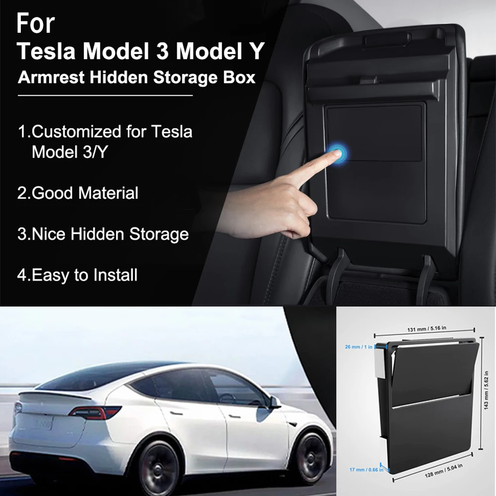 

Скрытый органайзер для подлокотника Tesla Model 3 Model Y 2020 2021 2022 2023