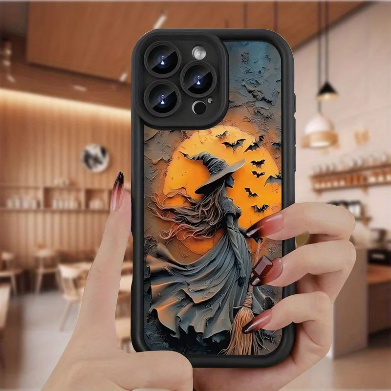Halloween Witch Pattern Shockproof Silicone Phone Case