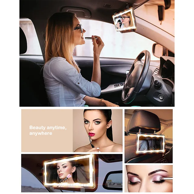 Miroir De Maquillage De Voiture Led Avec Écran Tactile, Miroir De Maquillage  Hd, Miroir Cosmétique Automobile, Miroir À Intensité Variable, Pare-soleil,  Charge Usb - Intérieur Miroirs - AliExpress