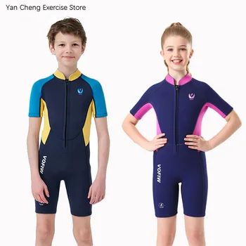 3mm Neoprene Wetsuit for Children Short Sleeve Swimming Suit Keep Warm Boys Girls Surfing Diving Snorkel Clothes Swimming Pool 1