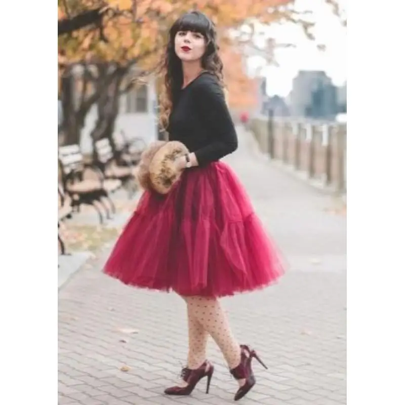 Summer New Fluffy Tulle Skirt Petticoat Adult Elastic Waist Underskirt Layers Bridal Midi Tutu Skirts Women Prom Evening
