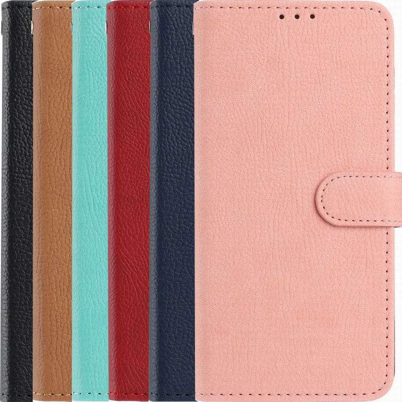 Litchi Pattern Leather Wallet Case - Premium Smartphone Cover