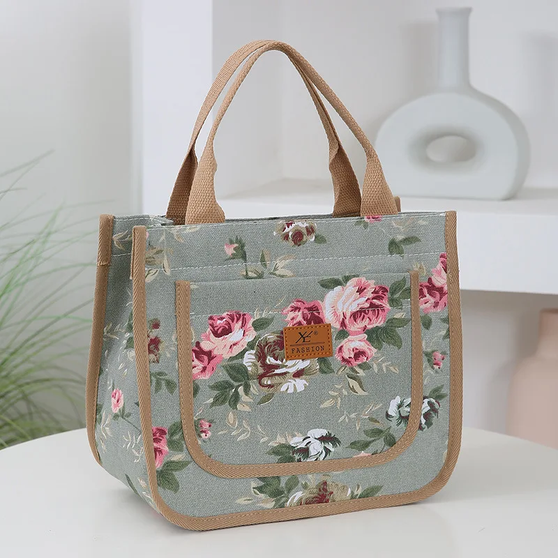 Floral Print Lunch Bag Spacious Handbag Thermal Bag Women Lunch Bag Practical For Travel Work Business Casual