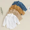 2023-08-16 Lioraitiin 0-24M Newborn Baby Boy Cotton Linen Shirt Romper Solid Long Sleeve Lapel Button Down Jumpsuit Clothes 1