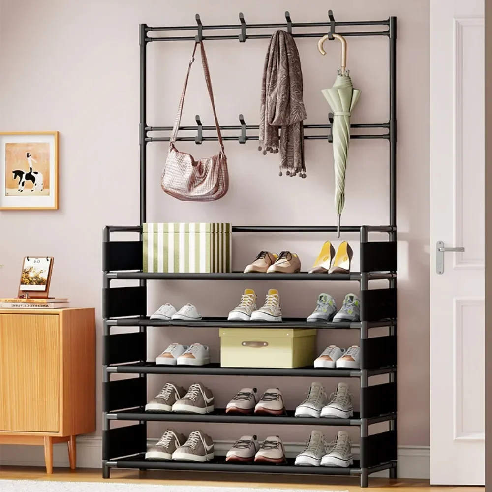 Clothes Hanger Multi-Layer Shoe Rack Doorway DIY Hat and Shoes Shelf Simple Floor-Standing Living Room Organizer Storage Racks clothes rack,shoe and hat racks