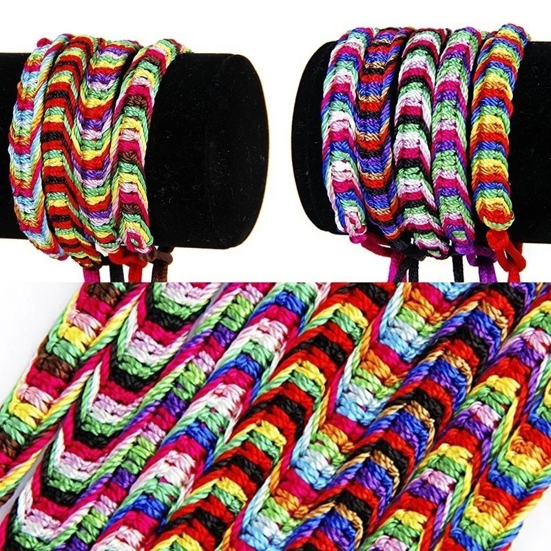 4 Pcs Colorful Handmade Braided Friendship Bracelets Ankle Bracelet Prayer Bracelet Party Gifts