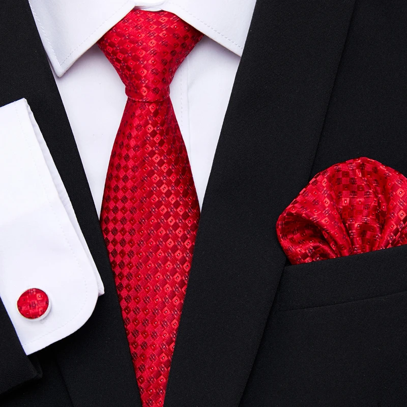 

Top grad Tie Pocket Squares Cufflink Set Necktie Handkerchief hombre Formal Clothing Printed Father's Day