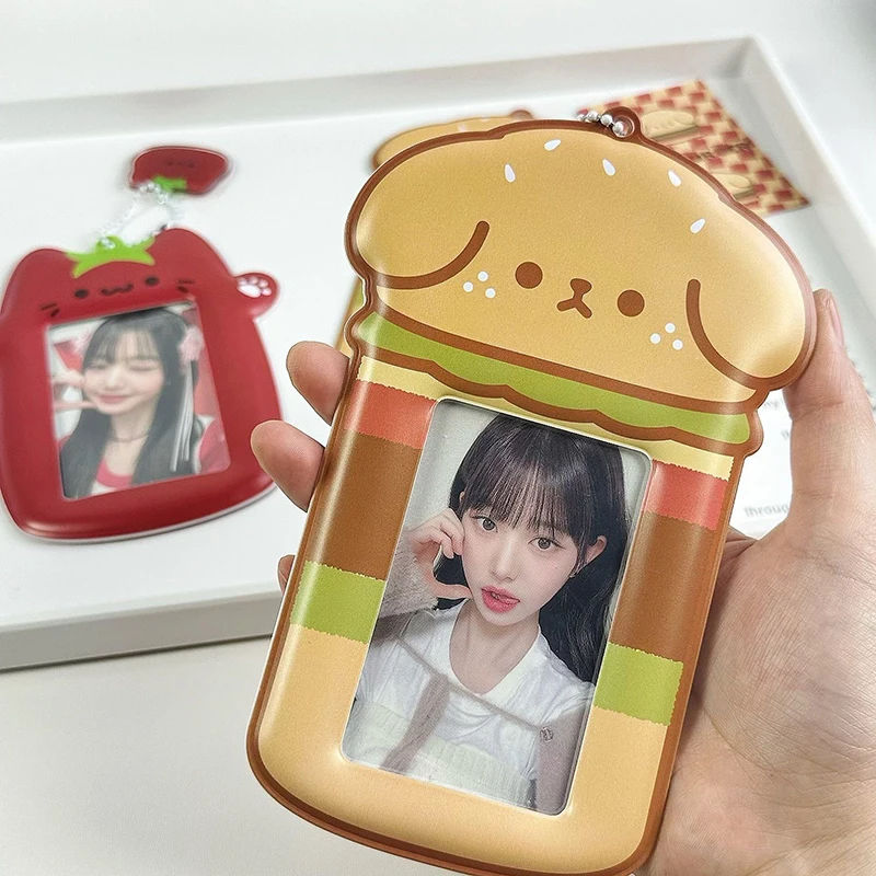 Charming Strawberry Pink Photocard Holder - Cute Protective Sleeve & Display Case