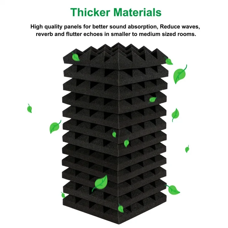 Studio Acoustic Soundproof Foam Pyramid Noise Insulation Panels 24Pcs 25x25x5cm 12Black 12Blue