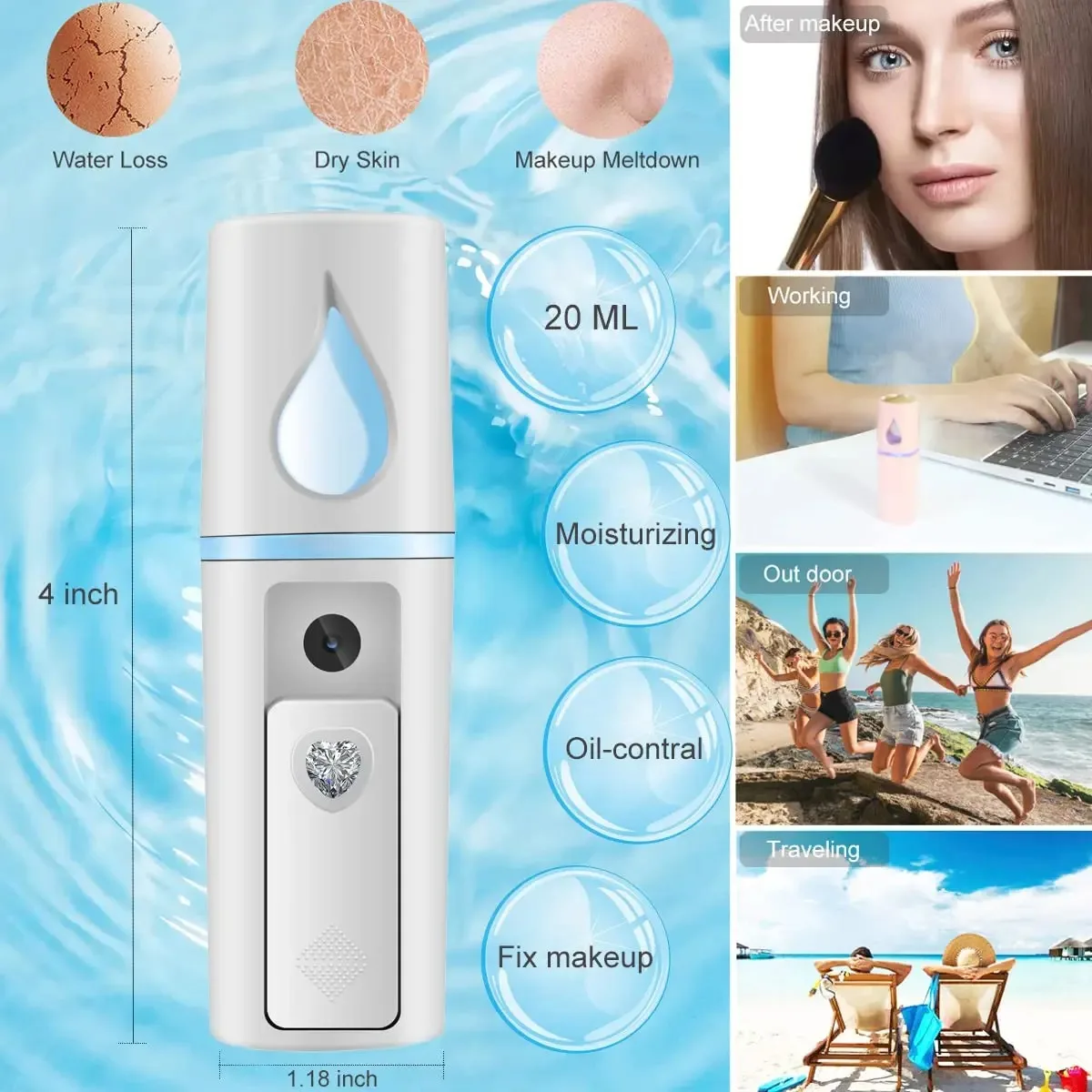 Mini Facial Steamer Nano Mist Spray for Skin Care