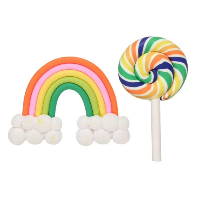 

Kawayi Simulation Soft Rainbow Cloud Rainbow Lollipop Creamy DIY Phone Shell Decoration Material Jewelry Cake Accessories Toys