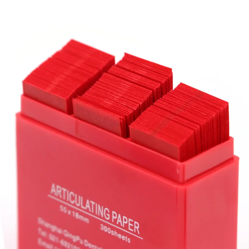 300 Blatt Dental Artikulationspapier Doppelseitige Bissstreifen Blau/Rot 55*18mm Zahnaufhellung Artikulationspapiermaterialien – Detail 7