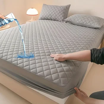 Waterproof Mattress Protector,Soft and Breathable Mattress Cover Single Double Fitted sheet for Bed 1