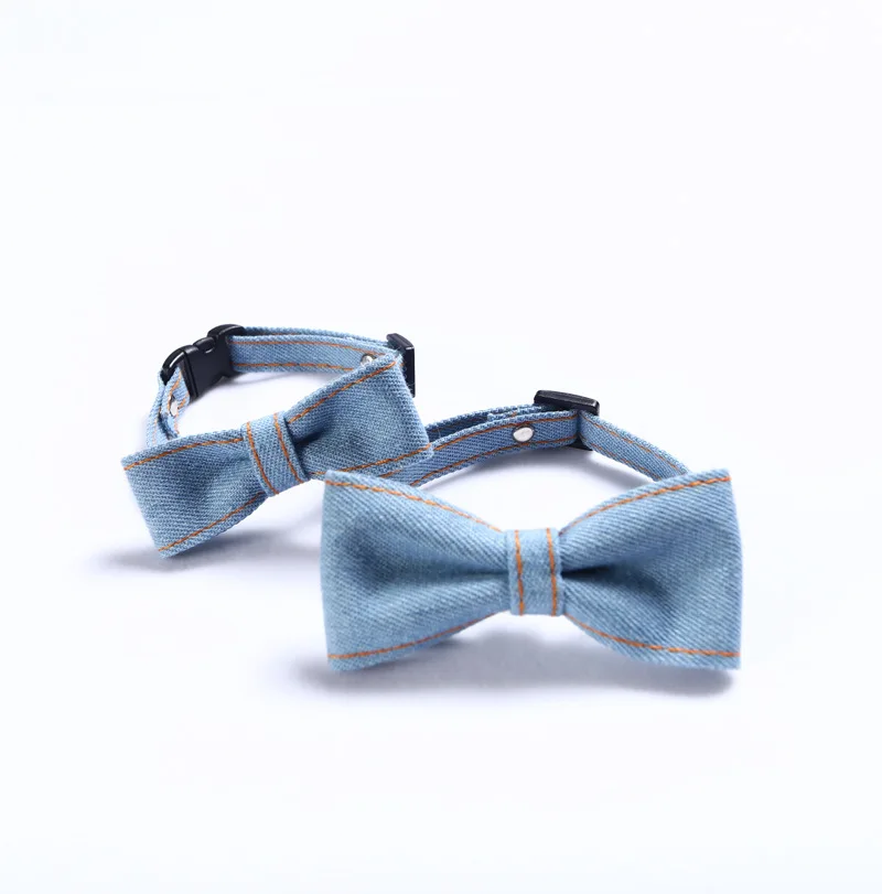 Title 9, Pet Denim Bow Tie Cat Dog Collar Adjustable Nec...