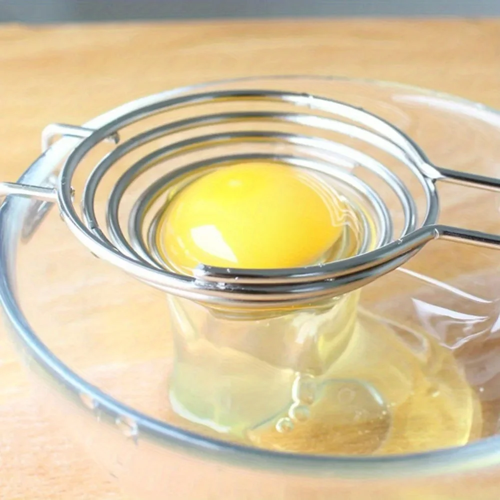 Egg Separator 1PC Spiral 304 Stainless Steel Egg White Separator Egg Yolk Remover Divider with Long Handle Kitchen Tool