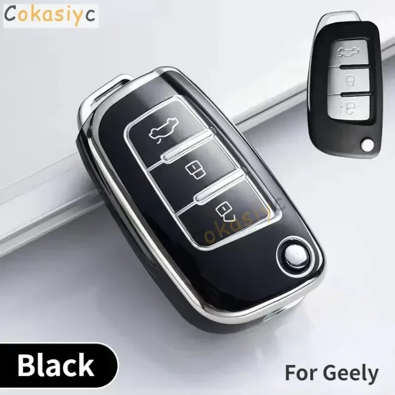 Silver Tpu Car Key Case Cover for Geely Emgrand EC7 EC8 GC6 EC715 EC718 Emgrand7 EU7 EC7-RV EC718-RV 2015 Accessories
