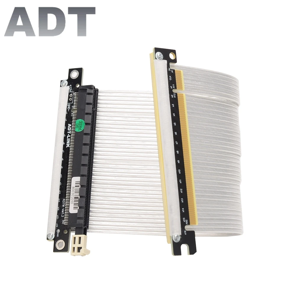 Cabo de Extensão Dupla para Placa Gráfica Reversa Pci-e X16 4.0 Velocidade Máxima Estável Compatível com Chassi Itx a4 Preto Branco R33uf-tu