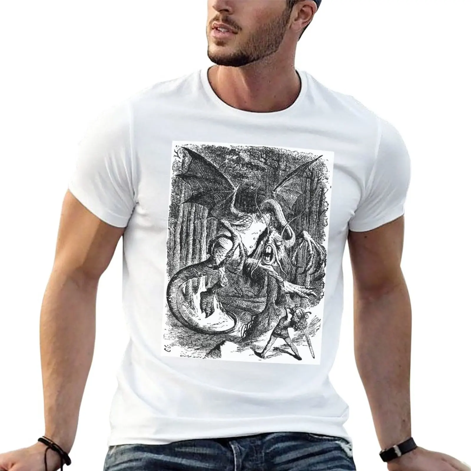 

The Jabberwocky T-Shirt tops t-shirts man summer top Men's cotton t-shirt