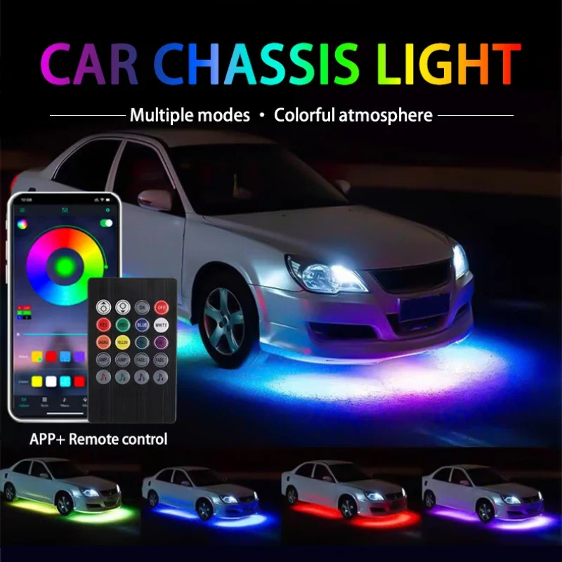 LED Chassis Light Retrofit Multicolor Voice-activated Atmosphere Light Bluetooth-Compatible with APP Multi-function Warning Lamp