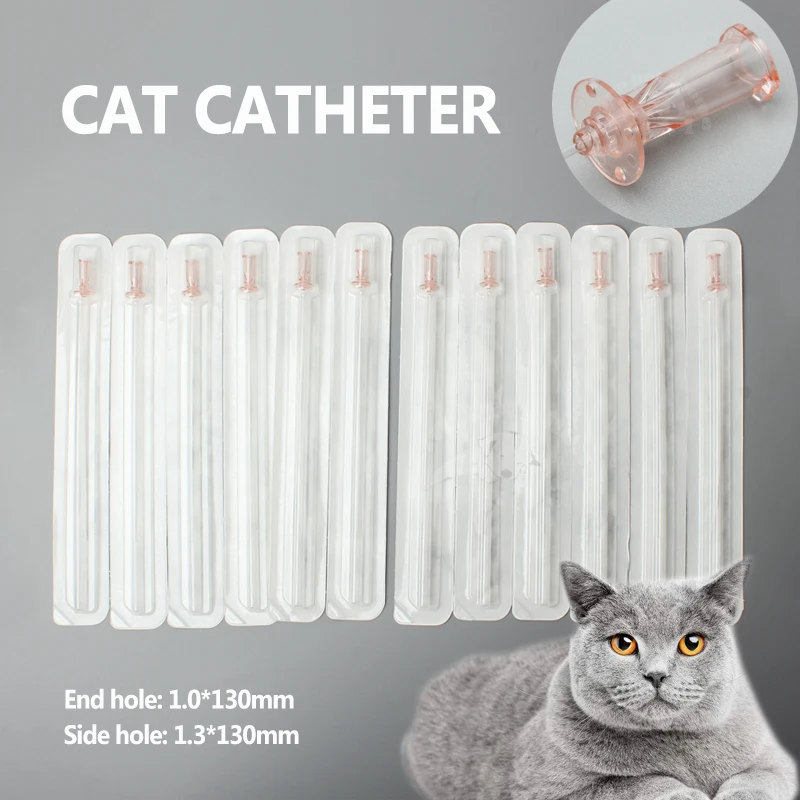 Cat Urinary Catheter 12PCS Cat Urinary Catheter Sterile Feline Specific Bladder Stone Obstruc Urethral 1.0 1.3mm Veterinary Instrument