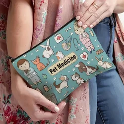 Pet Medicine Travel Organizer - Light Blue Polyester Bag with Adorable Pet Illustrations - 18X25cm (1)