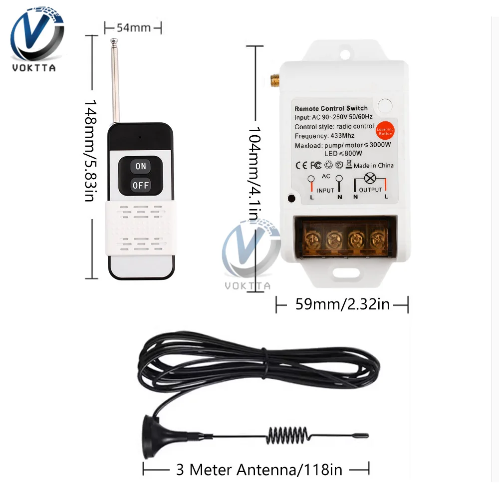 alta potencia interruptor de controle remoto moudle ac90 250v 433mhz 05