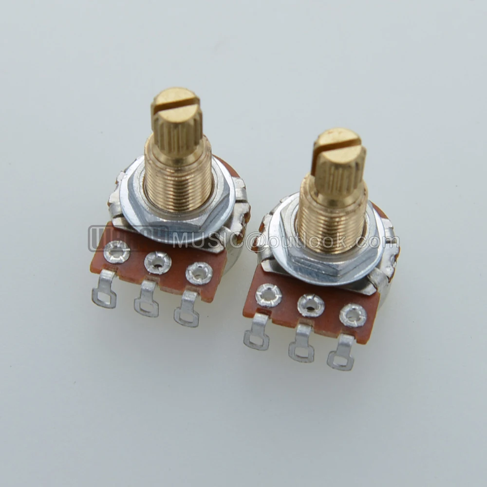 2 stücke Gitarre Potentiometer Splined Kleine Topf Messing Gewinde Welle Gitarre Bass Effekt Verstärker Ton Volumen 15mm 18mm Welle Teile – Detail 1