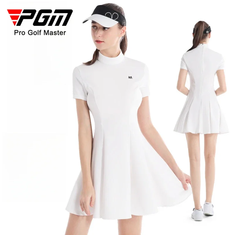 PGM Women's Golf Summer Slim Fit Waist Slimming A-line Dress Short Sleeved Women's Skirt Korean Version QZ097
