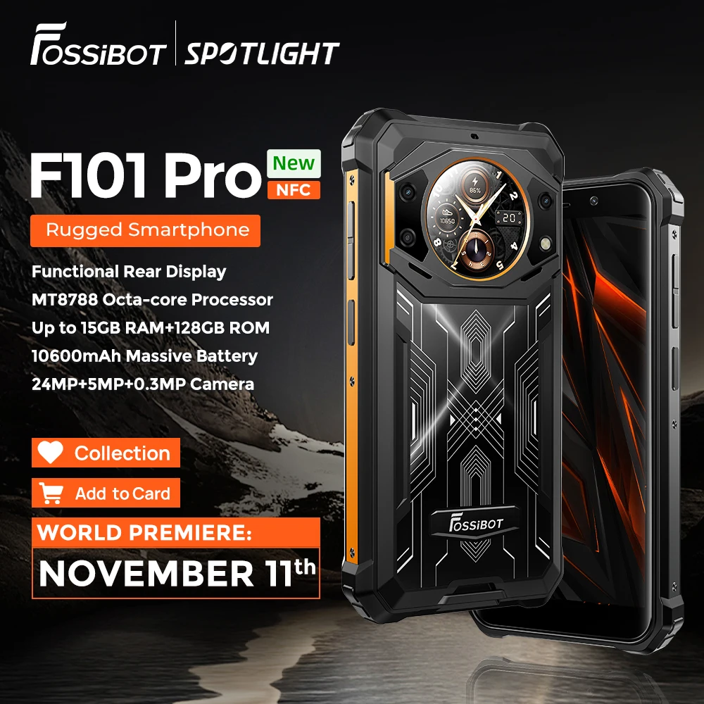 Прочный смартфон Fossibot F101 Pro, 10600 мАч, 15 ГБ + 128 ГБ, IP68, водонепроницаемая фотография Прочный смартфон Fossibot F101 Pro, 10600 мАч, 15 ГБ + 128 ГБ, IP68, водонепроницаемая фотография