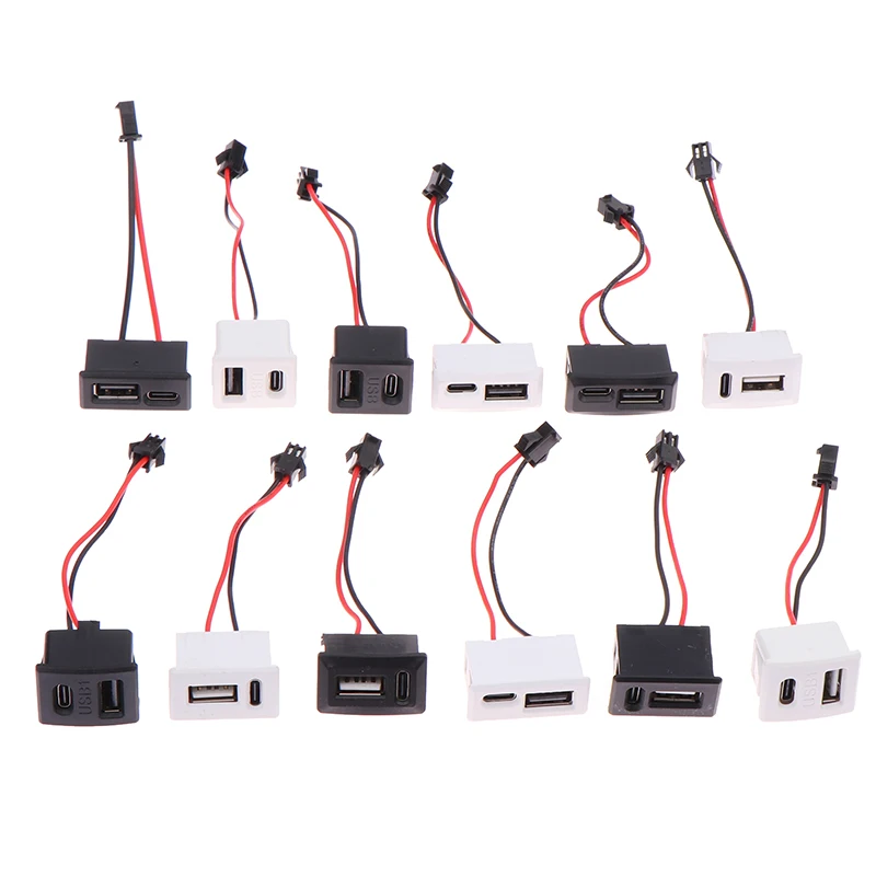 USB Female Base Type-c Socket USB Lamp Charging Socket Power 2P With Cable Connector 1Pcs