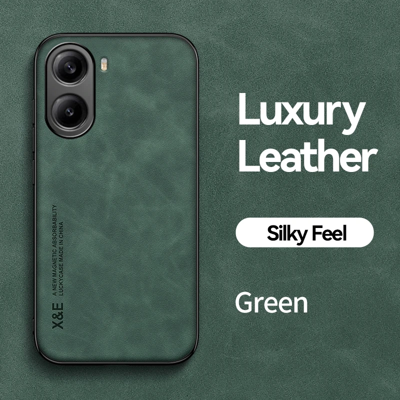 Luxurious Ultra-Thin Leather Phone Case with Car Magnetic Protection
