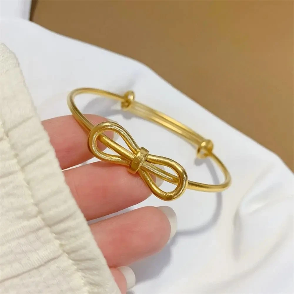 Fashion Sweet Bowknot Bracelets Luxury Adjustable Bow Cuff Bangle Waterproof Gold Plated Bow Design Bracelet Jewelry Wedding