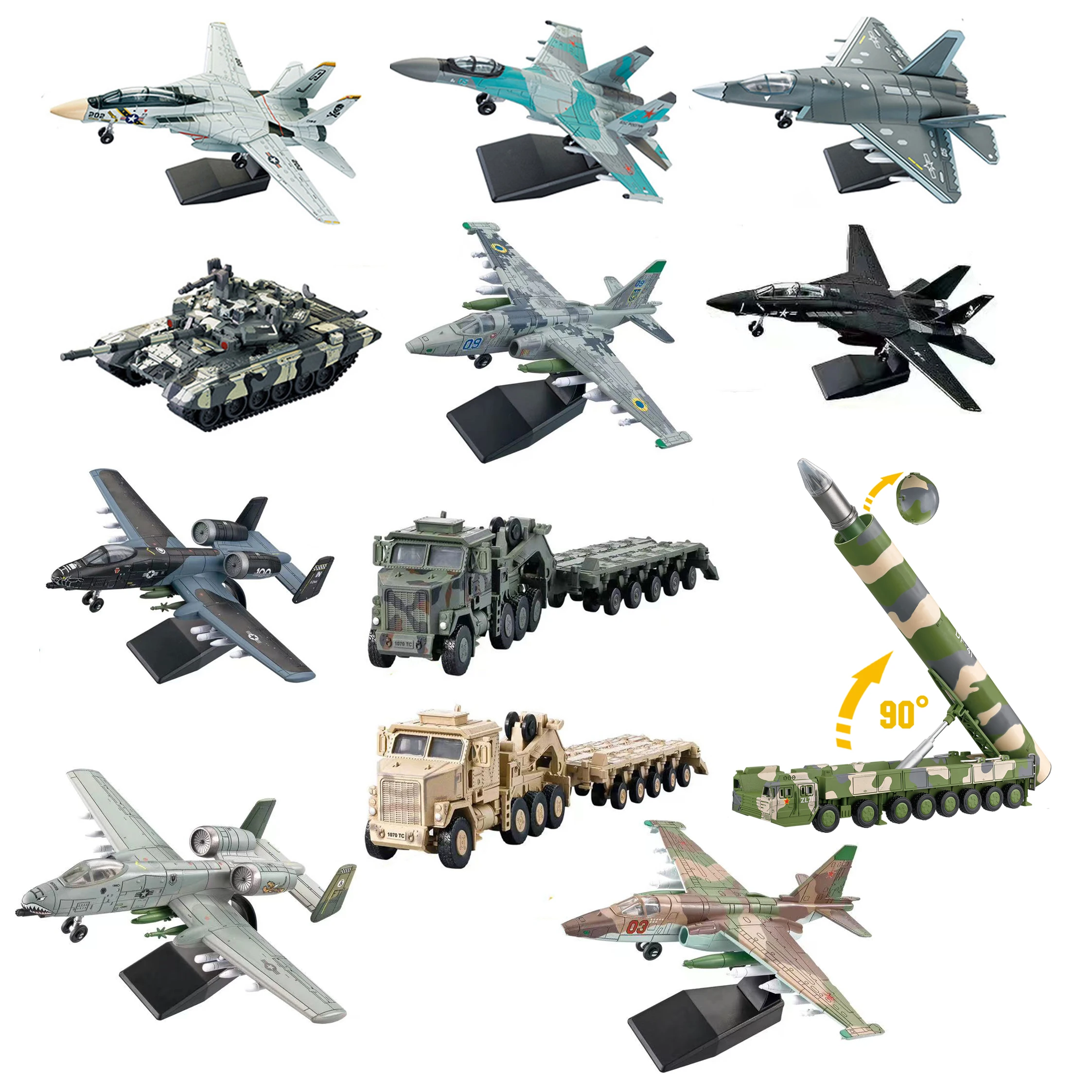 Diy f14 tomcat J-35 DF-41 míssil intercontinental veículo lutador t90 tanque principal bloco de construção modelo militar brinquedos para presentes