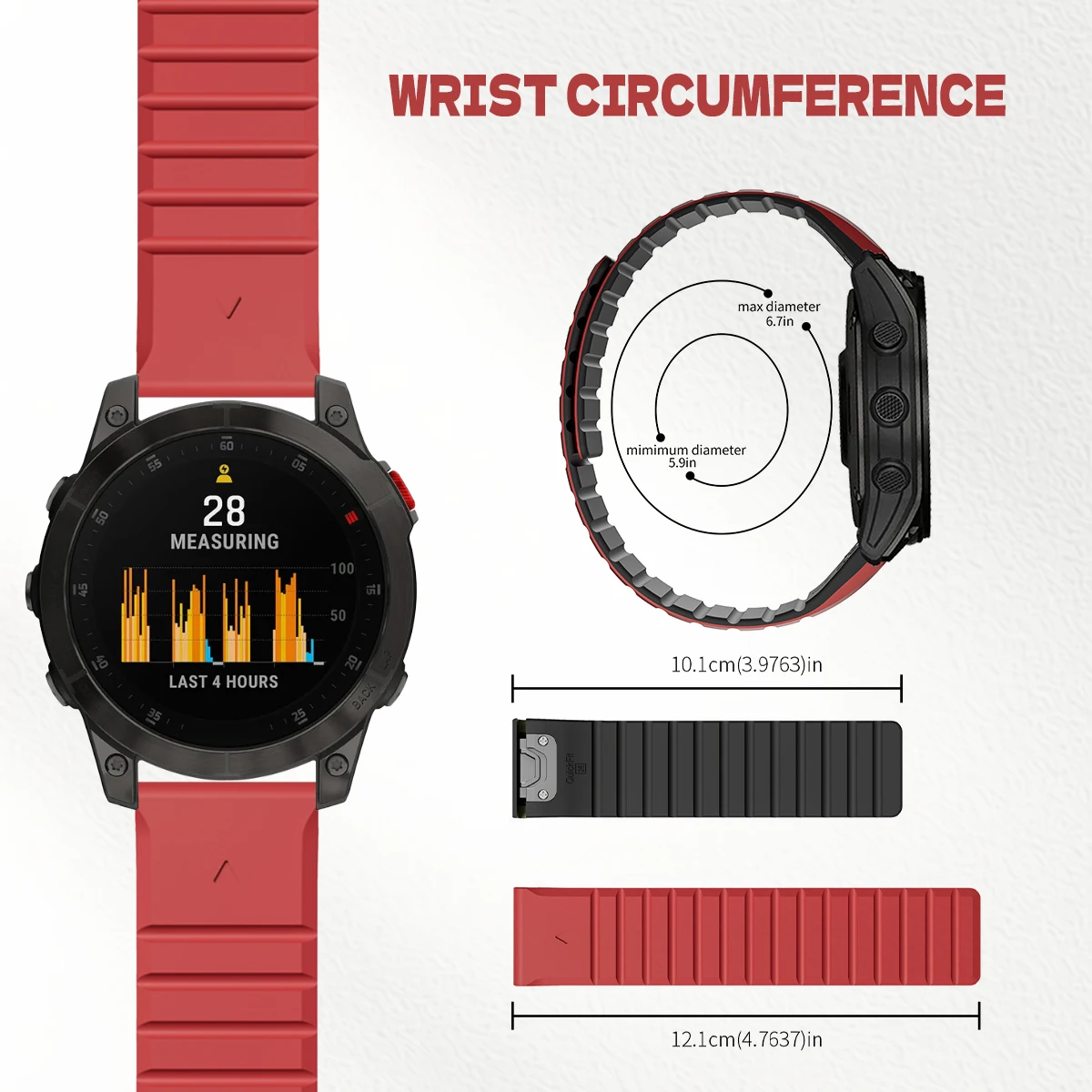 Silicone Magnetic Loop Wrist Strap for Smartwatches (26/22mm)