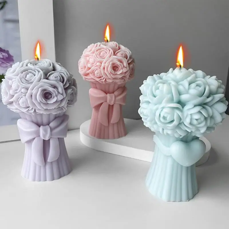 

DIY Flower Making Mold 3D Rose Bouquet Candle Silicone Mold Craft Resin Making Tools Soap Plaster Ornaments Home Wedding Decor