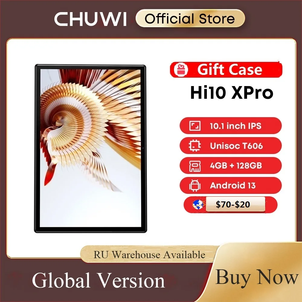 CHUWI Hi10X Pro 10.1 Inch 800*1280 IPS Screen Core Unisoc T606 4GB RAM 128GB ROM Tablets 2.4G/5G Wifi Android 13 Tablet PC