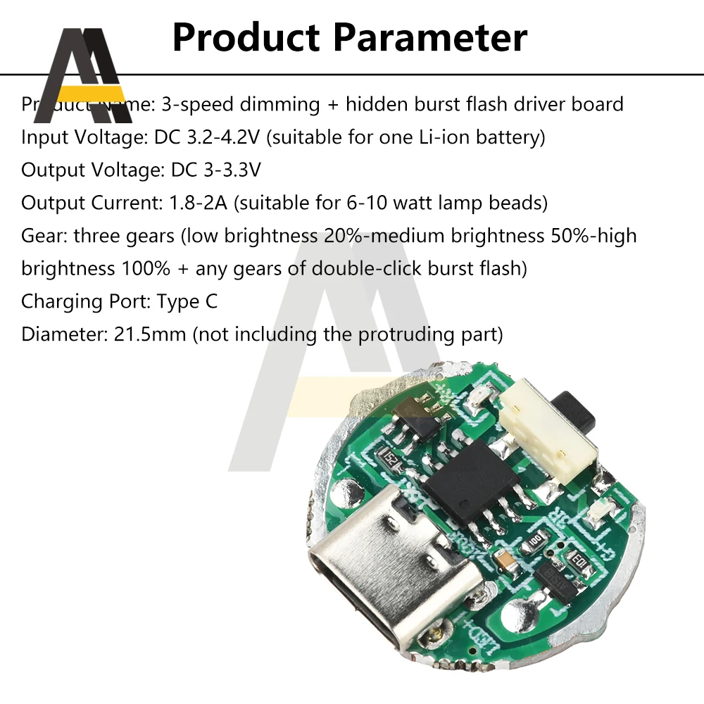 10W DIY 손전등 제어 마더 보드 LED 드라이버 제어 보드 밝기 스위치가있는 충전 보호 조정 가능