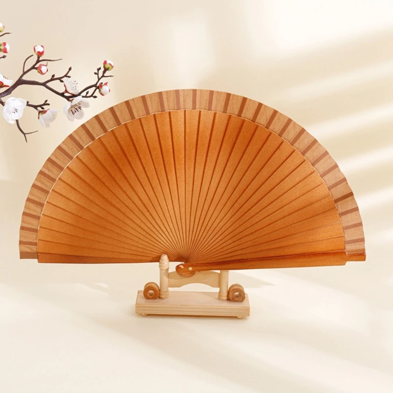 Folding Wooden Hand Fan for Weddings and Dance Parties