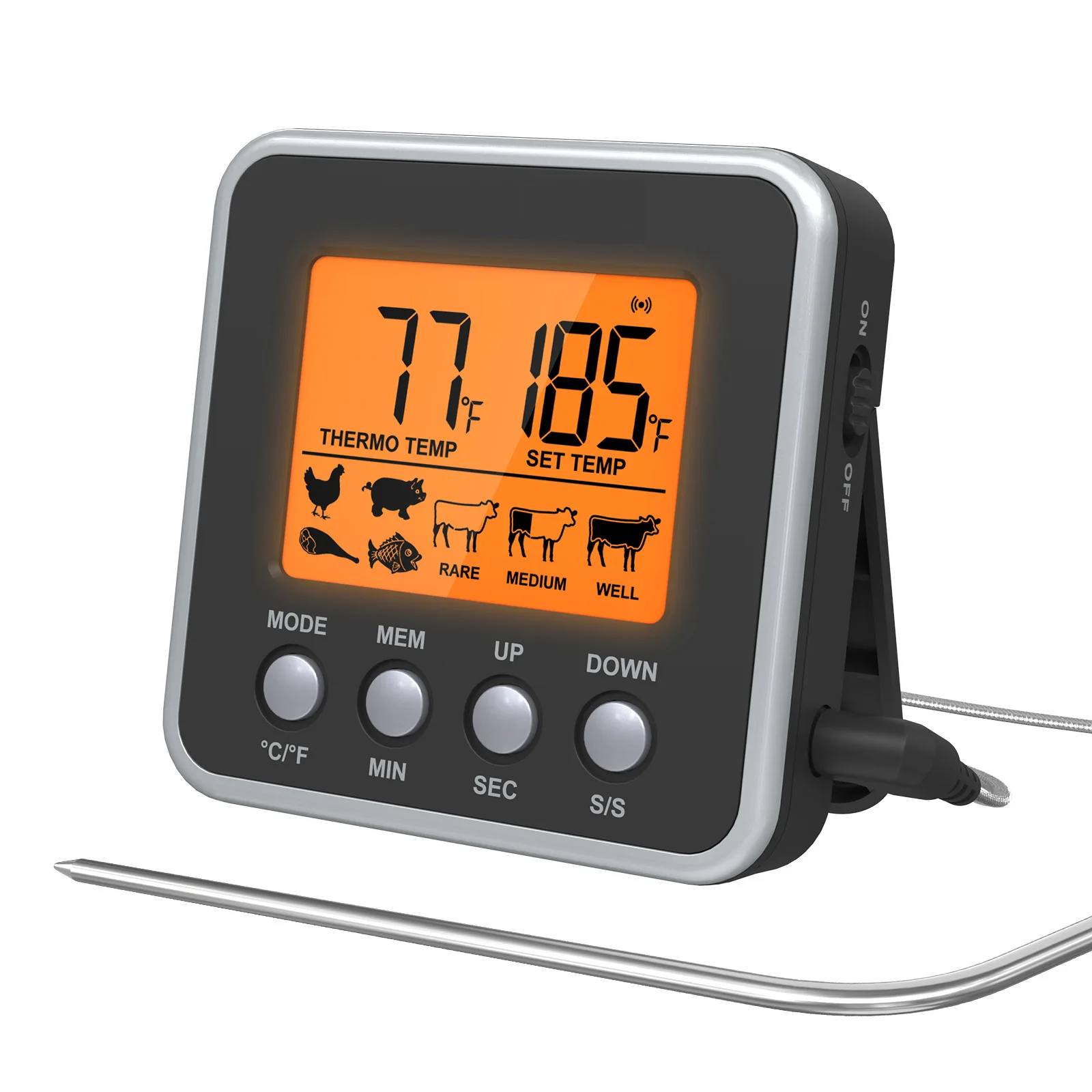 Digital Oven Thermometer Kitchen Meat Thermometer Conversion Countdown