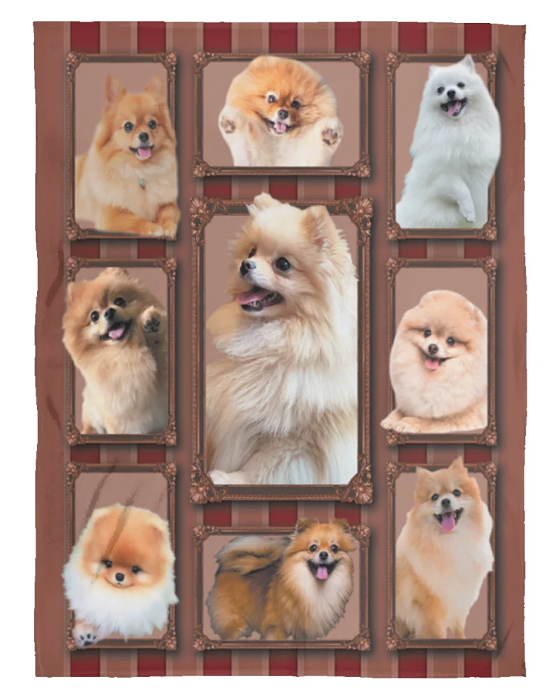 

Pomeranian Dog Blanket Fleece Cute Puppy Pet Lover Throw Blanket Christmas Gift