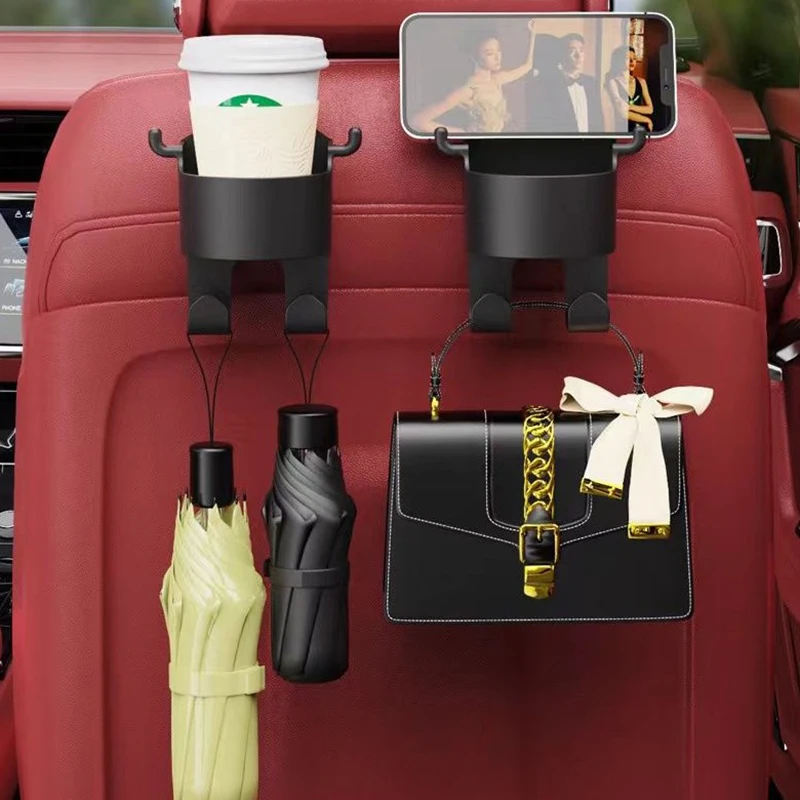 

Крючок-вешалка на подголовник автомобильного сиденья, органайзер для хранения, универсальный с держателем для чашки для сумки, подходит для универсальной фототехники