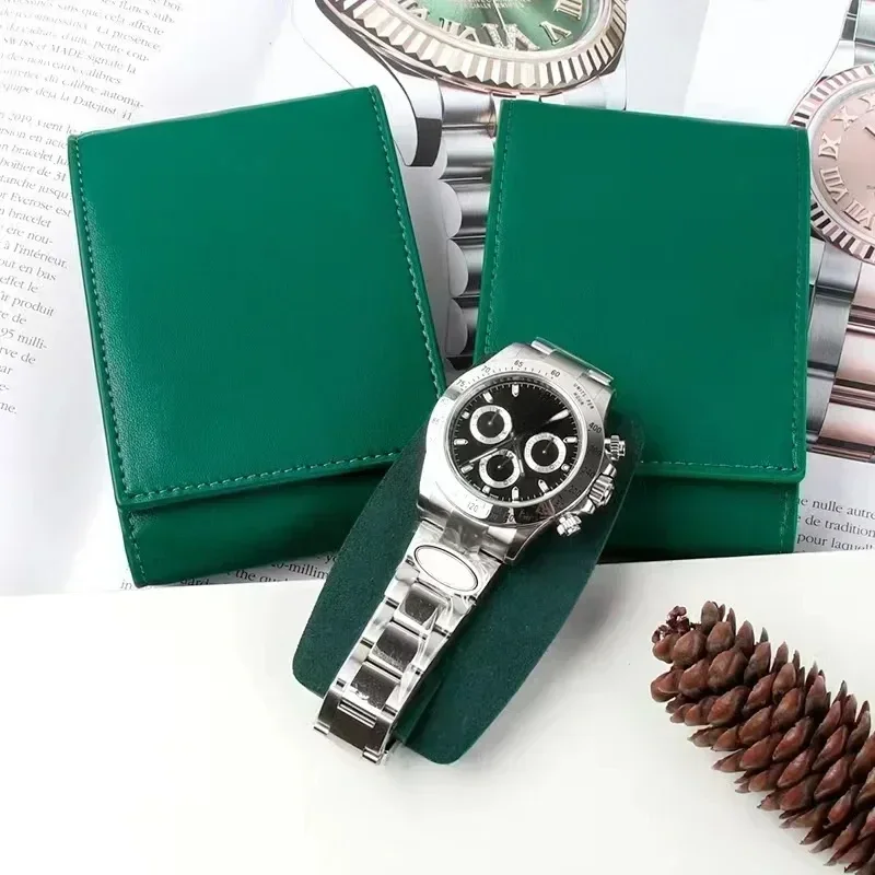 Factory Direct Green Leather Environmental Protection Watch Protective Bag Watch Travel Case Gift Box And Card Can Custom