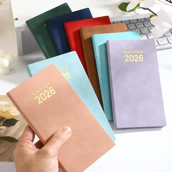Agenda 2026 - 17,5 cm / 9,5 cm con Segnalibro, Indice - 60 Fogli - 120 Pagine Pianificazione per Adulti in Inglese, Pelle Sintetica
