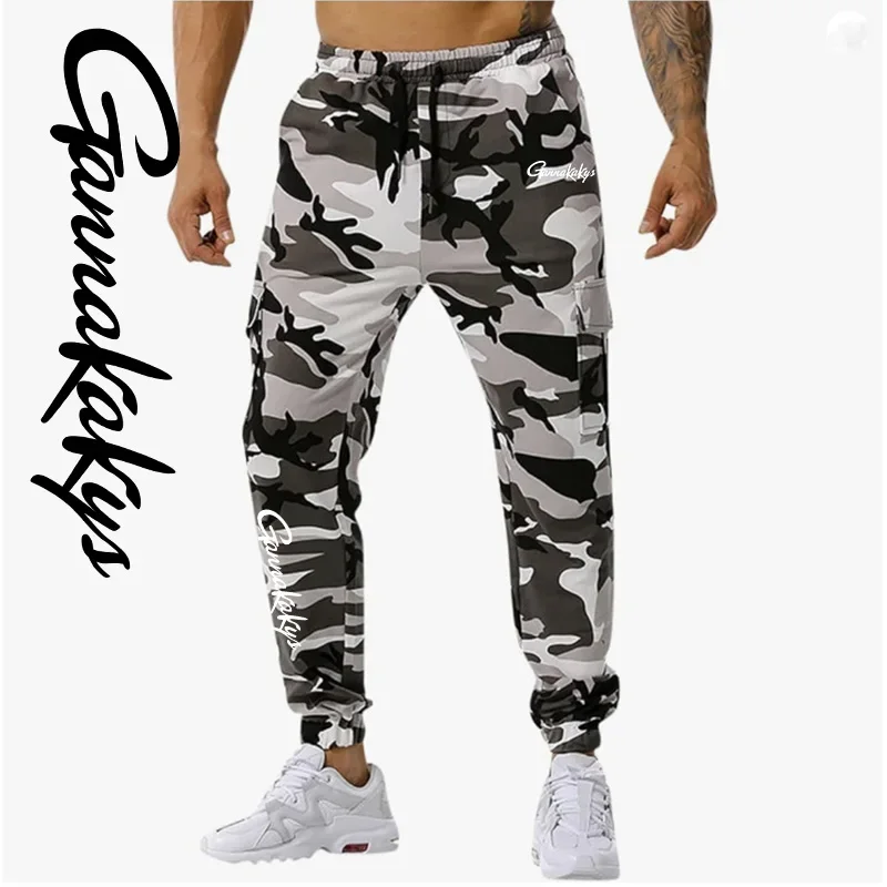 Four Seasons New Fishing Pants Men's Outdoor Sports Camo Jogging Pants Breathable Running Bicycle