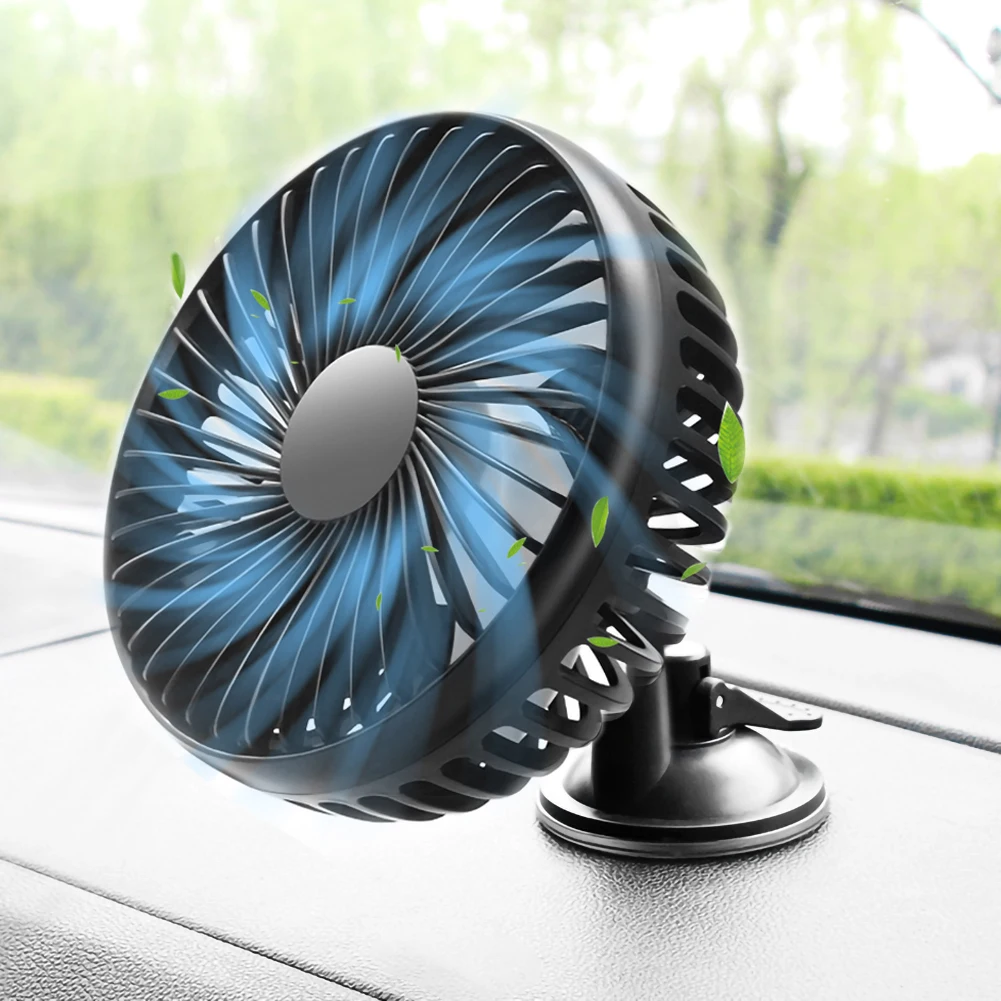 

12V 24V Car Electric Fan USB Head Car Fan Speed Control Cooler Auto Air Cooling 360 Degree Adjustable Auto Wind-enhanced Fans