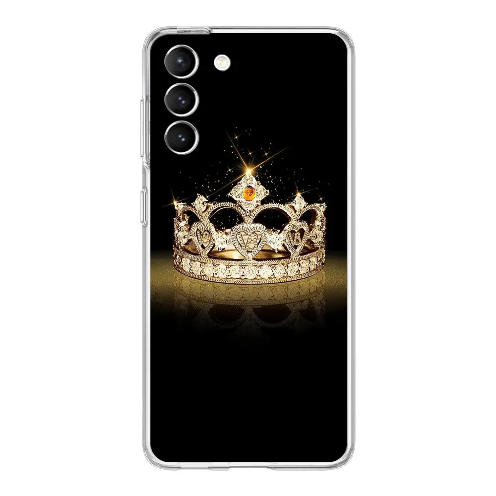 Diamond Crown Letter Phone Case - Soft Clear Cover with 26 Letter Options