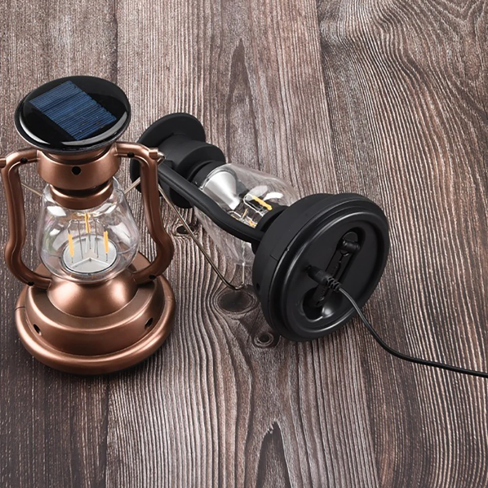 Solar USB Rechargeable Camping Light Portable Hand Crank Generator Camping Tent
